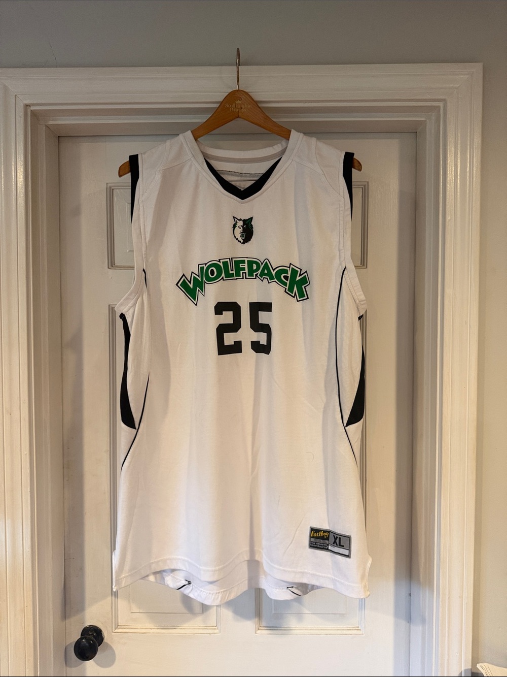 Wolfpack White & Green Basketball Jersey with Number 25